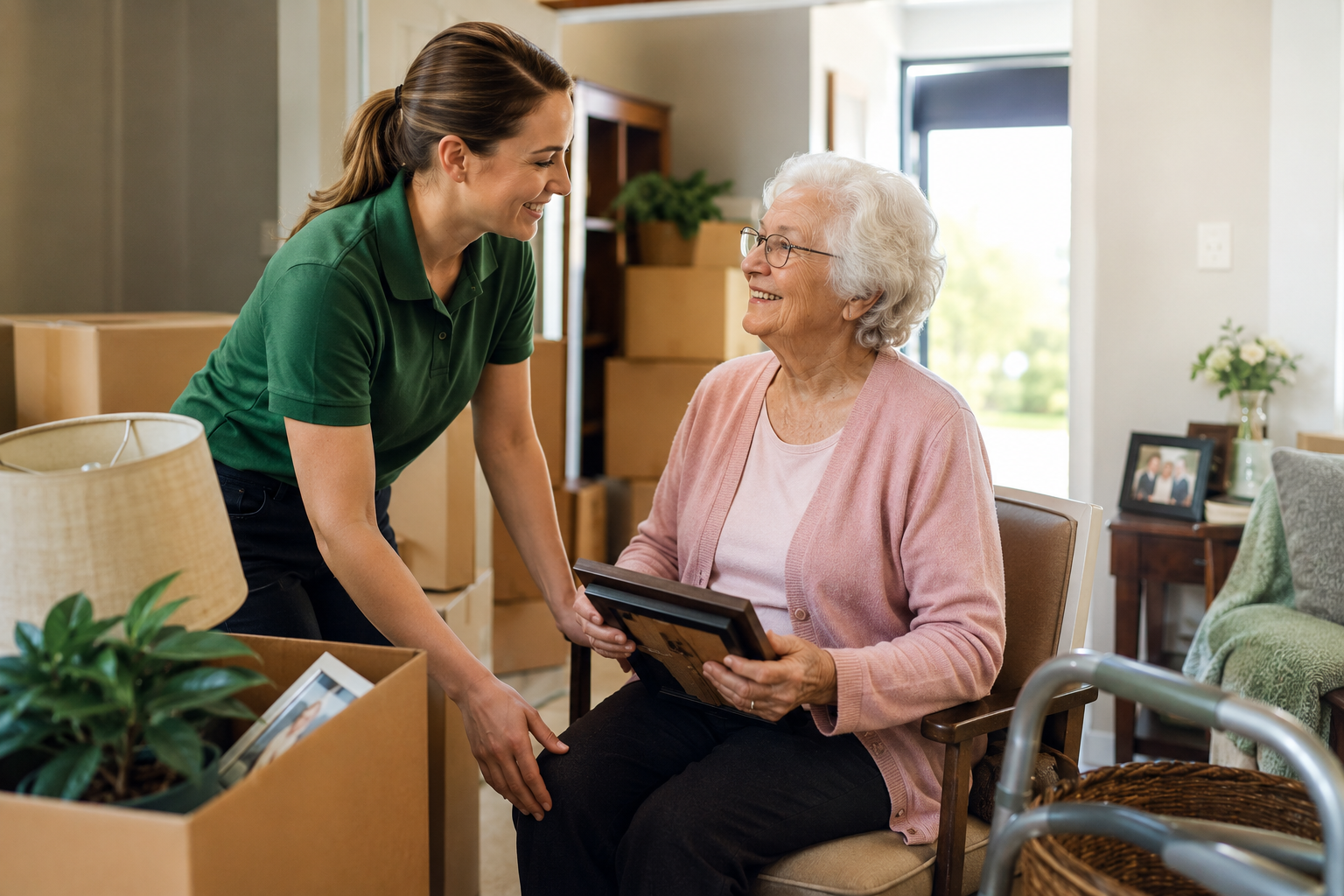 Senior couple reviewing moving plans